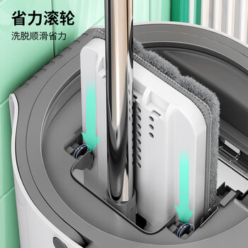 博生平板拖把33CM杆长125CM2配布刮刮桶家用一拖净免手洗干湿两用 博生平板拖把33CM杆长125CM2配布刮刮桶家用一拖净免手洗干湿两用