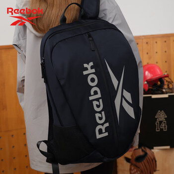 锐步防泼水轻量化双肩包多隔层耐磨运动背包透气可调肩带 蓝色