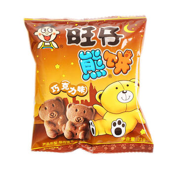 旺旺5月新货旺仔牛奶饼21g巧克力熊饼韧性饼干休闲食品儿童零食早餐饼