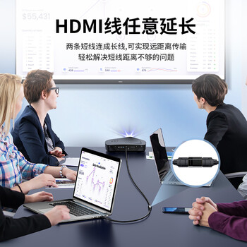 山泽（SAMZHE）HDMI延长器转接头 母对母高清连接头2.0版 HDMI对接头直通头串联延长器 黑色HFD-02