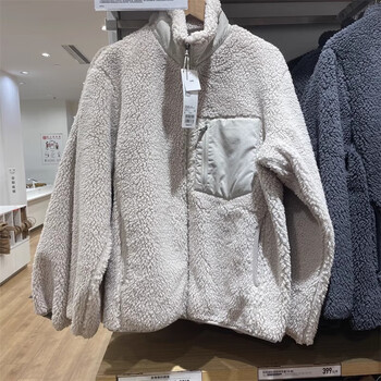 优衣库69yqk优衣间秋春男装女装防风摇粒绒茄克外套拼接夹克抓绒衣