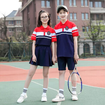 芯时代小学生校服夏季运动套装高中学生短袖中裤英伦风五六年级毕业