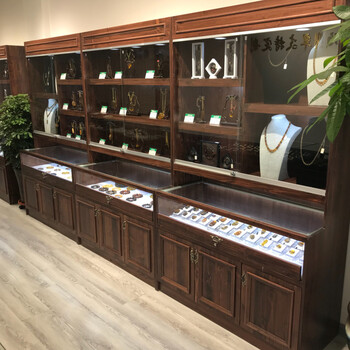 珠宝展示柜展示柜复古实木珠宝展示柜m古玩玉器透明陈列柜首饰蜜蜡