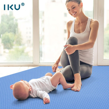 IKU双人瑜伽垫加厚10mm舞蹈训练儿童爬行多功能家庭运动健身垫子蓝
