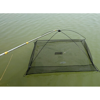 小抬网渔网捕鱼网自动折叠搬网挑网带支架方形抬鱼网小型工具15m15m