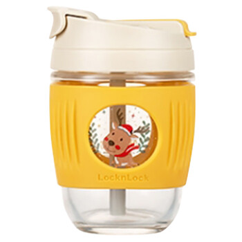 乐扣乐扣（LOCK&LOCK）儿童水杯咖啡儿童水杯 吸管杯可爱牛奶杯子果汁杯350ml圣诞麋鹿