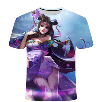 王者荣耀衣服女英雄安琪拉3d印花短袖t恤 青少姐妹潮流穿搭体恤 wz