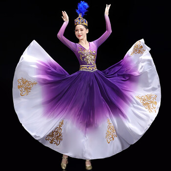 馨兰芙曼舞蹈演出服装女装闪亮新疆舞蹈服维族民族艺考独舞开场舞大摆