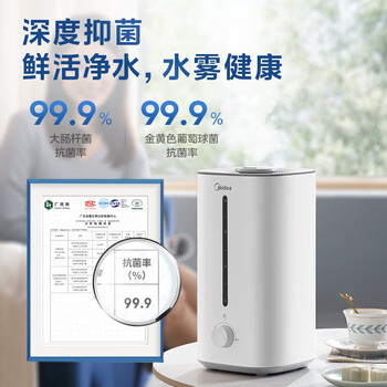 美的（Midea）加湿器【热销爆款】4L大容量空气净化器 便捷上加水 银离子除菌 办公桌卧室喷雾化器空调伴侣3G40S