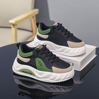 童鞋男夏季中大男女童休闲鞋学生青少年时尚板鞋跑步鞋黑绿35码