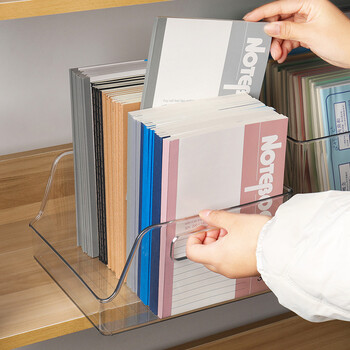 递乐 书箱透明书籍文件框绘本书籍收纳箱整理箱玩具收纳盒桌面储物箱 学生书桌装书盒子 7113透明大号