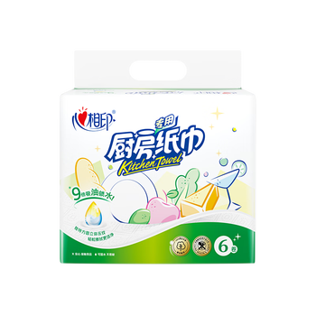 心相印厨房用纸 70节*6卷 吸油厨房纸巾 加大加厚食品可接触级