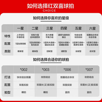 红双喜狂飙六星直拍专业快攻型升级版乒乓球拍H6006含拍包乒乓球