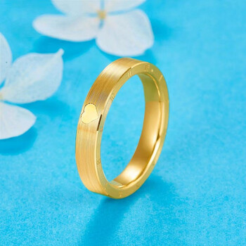 黄金戒指素圈男女款情侣对戒单只足金素金数字时钟条戒空心细款 优奢