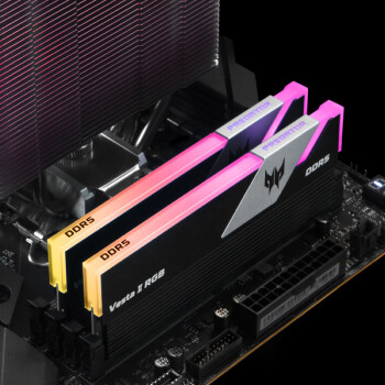 宏碁掠夺者（PREDATOR）32G(16G×2)套装 DDR5 6800频率 台式机内存条 Vesta II 炫光星舰RGB灯条(C32) 石耀黑 AI电脑配件