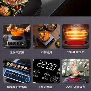 苏泊尔(SUPOR)电陶炉 家用电磁炉低音低辐射双环独立控温2200W大功率防干烧显影大彩屏不挑锅具火锅炉 C22-CS60 苏泊尔(SUPOR)电陶炉 家用电磁炉低音低辐射双环独立控温2200W大功率防干烧显影大彩屏不挑锅具火锅炉 C22-CS60