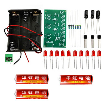 伍陆电子 三组9只LED流水灯循环跑马灯电子DIY焊接套件制作散件TJ-56-231 套件+3节五号电池 伍陆电子 三组9只LED流水灯循环跑马灯电子DIY焊接套件制作散件TJ-56-231 套件+3节五号电池