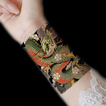 纹身贴花臂龙纹身贴花臂男防水3d仿真刺青过肩龙半臂小臂大图案身体