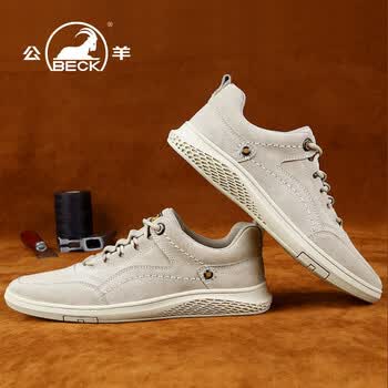 意大利公羊男鞋春季新款男士休闲鞋鞋子真皮休闲板鞋韩版潮鞋百搭户外