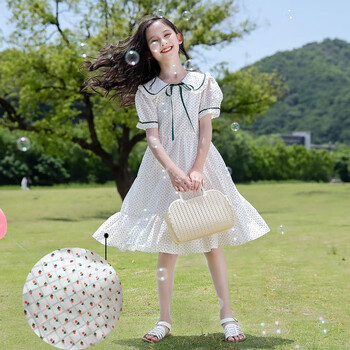 哈熙牛女童夏装连衣裙2023新款大童女装公主裙洋气12岁女孩儿童雪纺