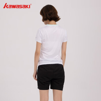 川崎（KAWASAKI）羽毛球服女款款专业运动V领短袖+短裤套装B2813 白色 S