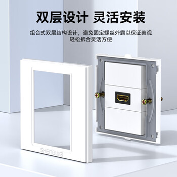胜为（shengwei）HDMI86面板边框 3口 免焊接墙壁插座装修配套直通母对母模块面板 多功能86型模块CMBHD01H