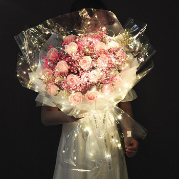 花时间大束满天星干花花束永生花香皂花玫瑰花鲜花送女朋友闺蜜生日情人节礼物透明花束粉色玫瑰 图片价格品牌报价 京东