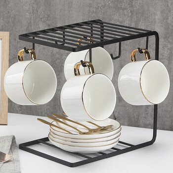 Mongdio咖啡杯套装纯白欧式小奢华描金咖啡杯陶瓷杯礼盒装