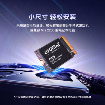 Crucial英睿达 美光P310 2TB SSD固态硬盘 2230 M.2（NVMe PCIe4.0*4）7100MB/s 适配SteamDeck掌机笔记本