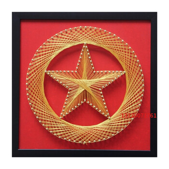 钉子绕线画 钉子画绕线金色中国钉子绕线画弦丝装饰画diy材料手工作业