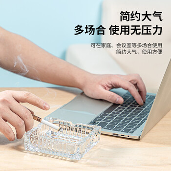 得力(deli) 欧式方形玻璃烟灰缸 车载家用高端大气茶几餐桌摆件 120*120mm 得力(deli) 欧式方形玻璃烟灰缸 车载家用高端大气茶几餐桌摆件 120*120mm