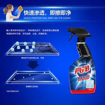 亮净清洁组合【玻璃清洁剂700ml+强力光亮洁厕液洁厕灵1L】