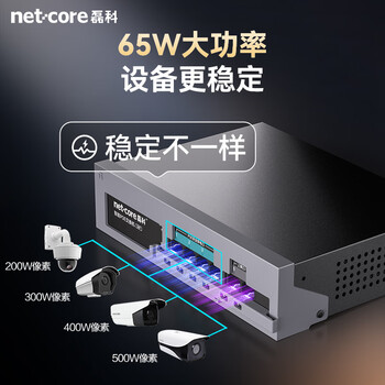 磊科（netcore）S6P 6口百兆4口供电POE交换机 安防监控摄像头分离器 工程企业非网管网络交换器 适配弱电箱