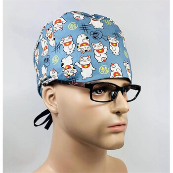 【京健康】摩登医护手术帽医生护士帽全棉印花原创设计男医生 战神b款