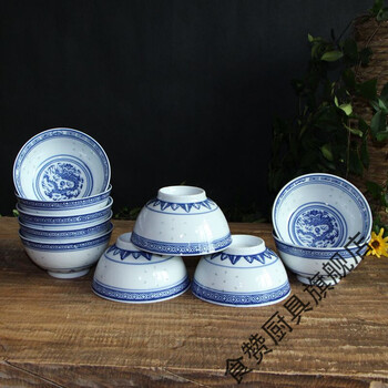 青花瓷碗套装青花瓷碗饭碗青花瓷餐具套装青花瓷碗套装釉下彩家用45