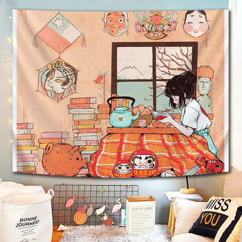 玺筑 二次元日式朋克挂布网红ins少女背景布撞色插画动漫卧室装饰 二