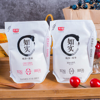光明如实180g/袋装酸奶爱克林包装两种口味可选营养健康 原味180g*9袋