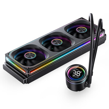 乔思伯（JONSBO）TH-360黑色 一体式水冷散热器 (连体4面千层镜风扇/一线通接主板/冷头数显/软件/千层镜光效)