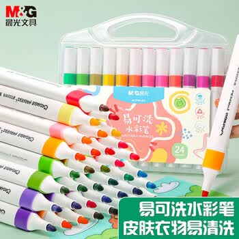 晨光(M&G)文具24色易可洗水彩笔儿童三角杆脸彩涂鸦画笔学生美术绘画安全生日礼物ACP901AU
