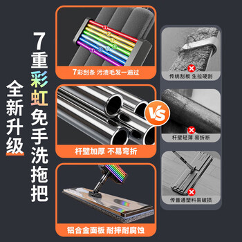 佳帮手彩虹平板拖把家用一拖净免手洗2025铝合金墩拖布拖地神器刮拖一体