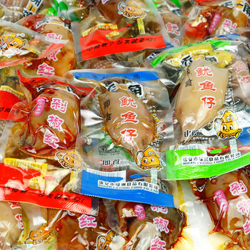 天一角鱿鱼仔称重500克海鲜零食原味泡椒味剁椒味不带籽墨鱼仔混合250