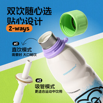 UOOHA满分能量运动水杯 陶瓷内胆 保温杯 大容量 双饮吸管杯子