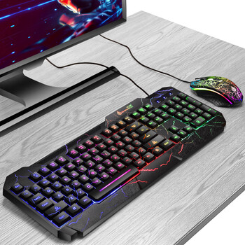 雷蛇(razer)品牌同款带鼠标垫 有线发光键鼠套装机械手感悬浮键盘鼠标
