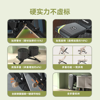 HEAD海德哑铃凳卧推凳仰卧起坐腹肌板健身椅飞鸟凳健身器材家用轻商用