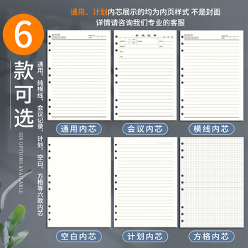 朗捷 B5活页本替换内芯9孔活页纸笔记本本子替换内页空白内芯80张/本可定制