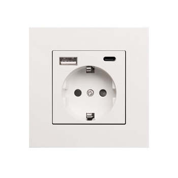 zuidid 16a欧标圆孔德式韩国墙壁插座 法式欧式带usb德国黑色插座面板