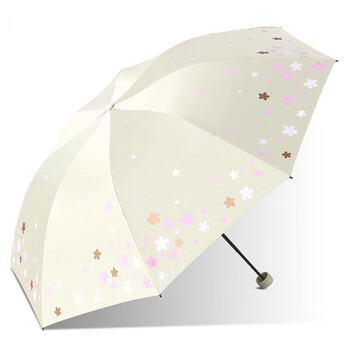 天堂伞 浪漫樱花黑胶三折晴雨伞 33633E