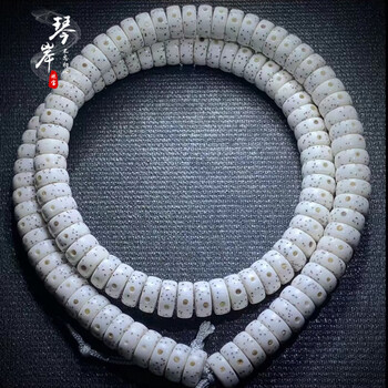 琴岸原生态藏式药片直切大留白海南星月菩提108颗正月未脱脂 文玩佛珠