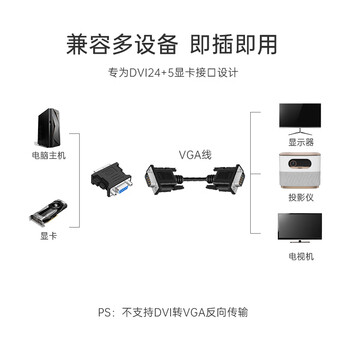 臻威（ZHENWEI）DVI公转VGA母转接头DVI24+5/DVI-I转VGA高清转换器连接线台式电脑显卡连接显示器(黑色)