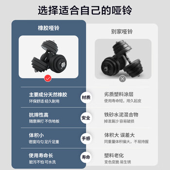 京东京造 天然橡胶可调节哑铃 健身器材可拆卸哑铃套装30KG